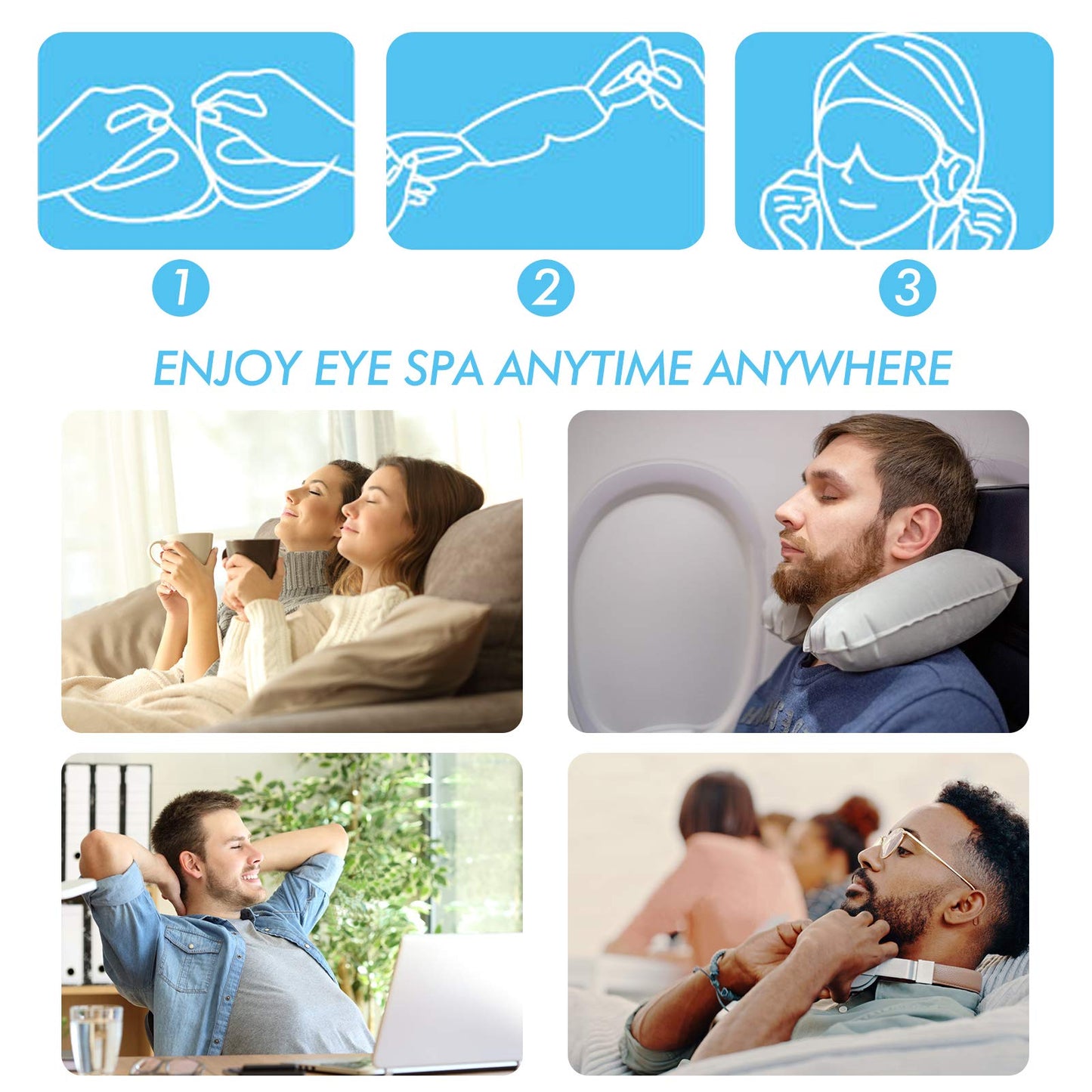 Jekeno Steam Eye Mask, 20 Packs Eye Masks for Dry Eyes, 40-60 Minutes Self Moist Warm Compress Heated Disposable Mask for Sleep, Spa Relaxing Trip Gifts, Travel Essentials for Women Men