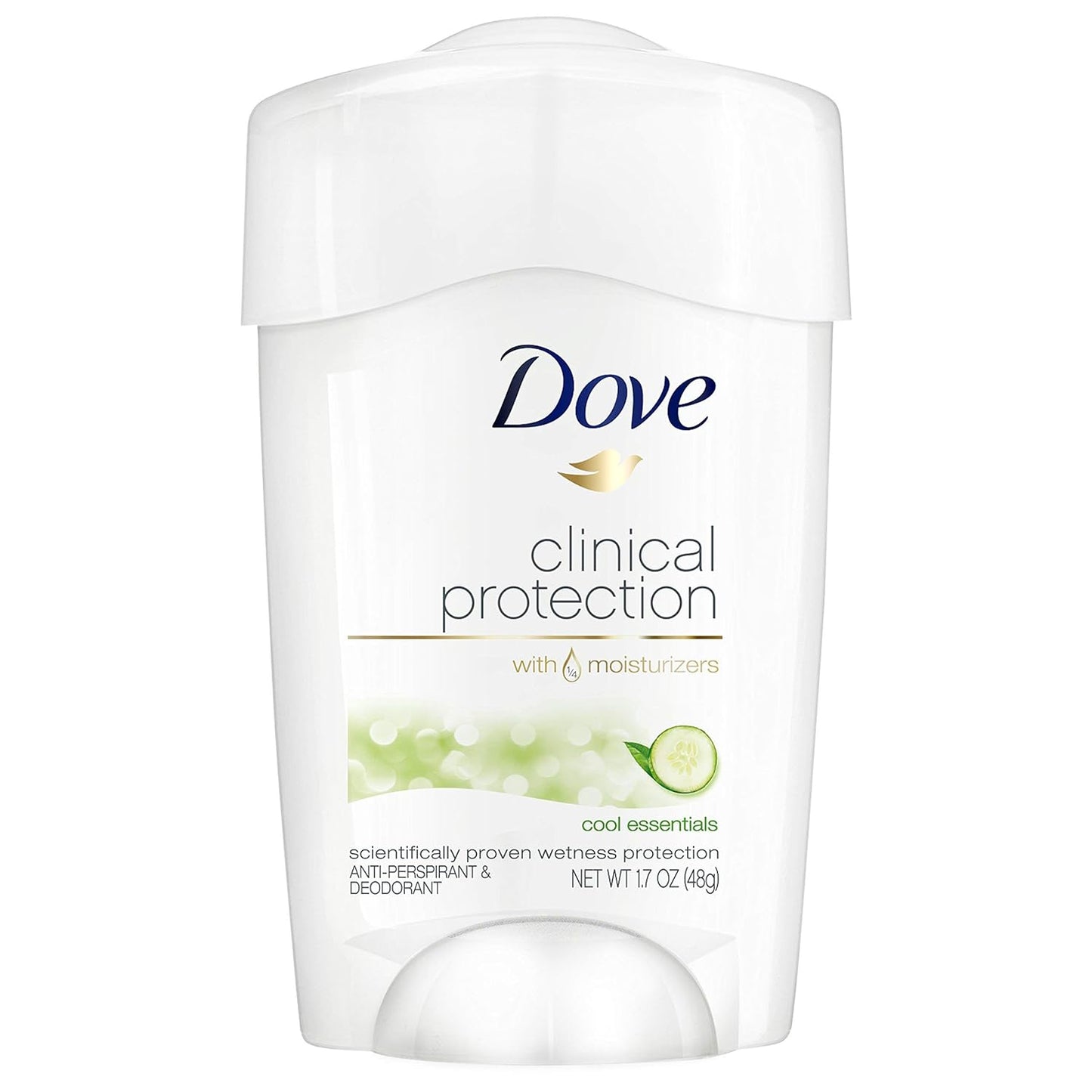 Dove Deodorant for Women, Clinical Protection Antiperspirant, Cool Essentials 4-Pack – Prescription Strength Wetness Protection with ¼ Moisturizers, 1.7 Oz Ea