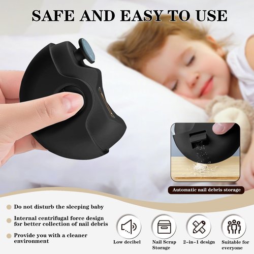 Muoyid Electric Nail Clipper - 2 in 1 Electric Polishing Automatic Nail Clippers, Rechargeable | Dual-Speed Adjustment | Nail Chip Storage, Automatic Nail Clippers for Adults Seniors Babies and Kids