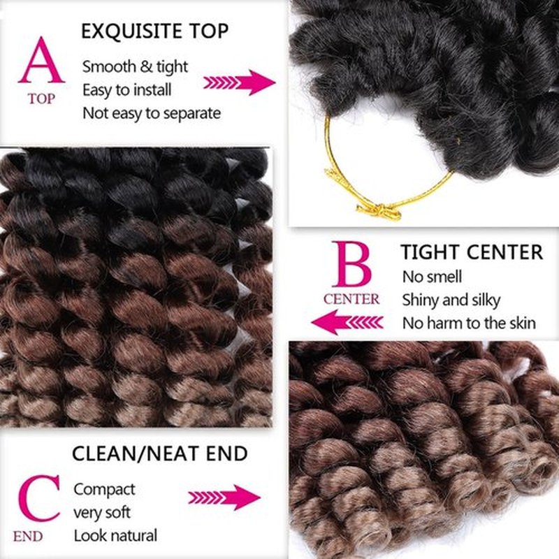 Gigastar Wand Curl Crochet Hair, Jamaican Bounce Crochet Hair 8Inch Short Curly Braids Hair Synthetic Hair Crochet Braids For Black Women (1B3027, 8inch(pack of 8)