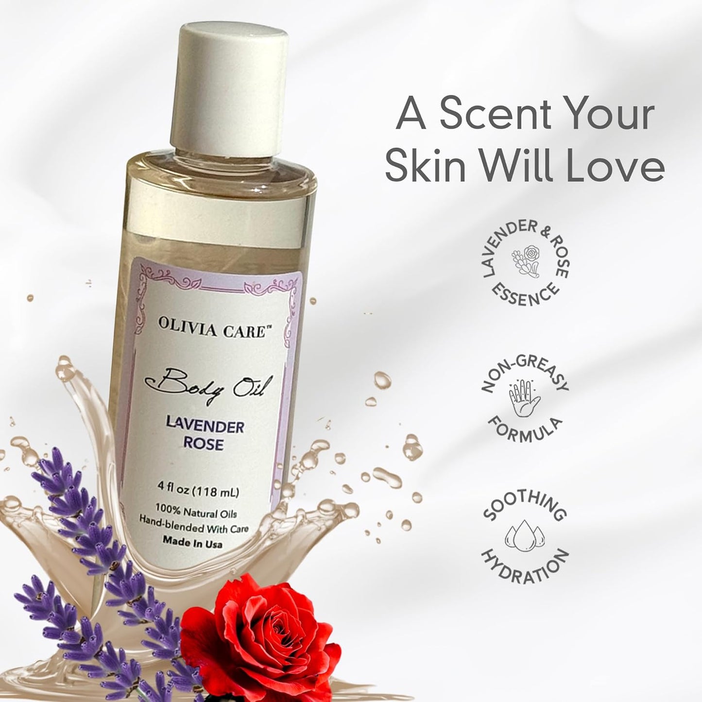 Olivia Care 3 Pack Body Oils: Apricot Fig, French Rose, Jasmine Gardenia - Natural Perfume Oils For Women & After Bath Oils Body Moisturizers, Rich in Vitamin E, K, & Omega (3 Scents)
