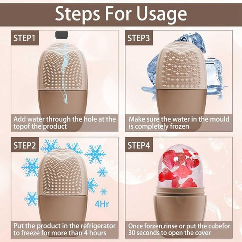 XHJRI Ice Face Roller Massager,Ice Cube Roller for Face, Eyes and Neck Naturally Conditioning and Skin Care,De-Puff Eye Bags,Reduce Migraine Pain,Reusable Massage Silicone Ice Mold (New Coffee)