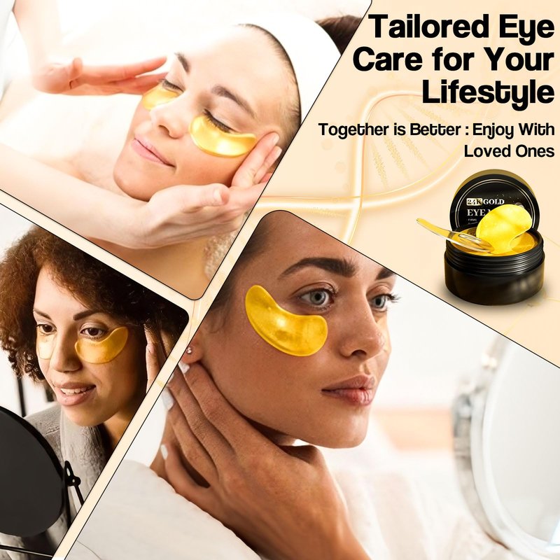 ELVENSTARS 24K Gold Eye Mask (120PCS) – Gold Eye Patches for Puffy Eyes & Dark Circles, 24K Gold Under Eye Masks for Dark Circles and Puffiness, Eye Gel Pads w/Collagen,