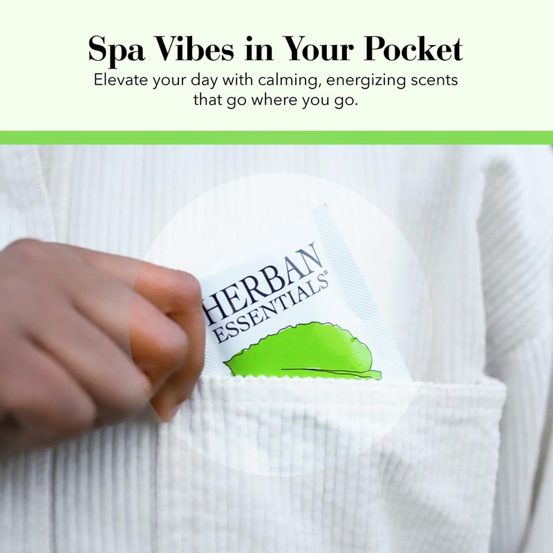 Herban Essentials - Peppermint Wipes & Towelettes - Essential Oil Wipes for Hands & Body - Travel Size Essentials and Toiletries - Natural, Individually Wrapped, Disposable & Moist Refresh (7 count)