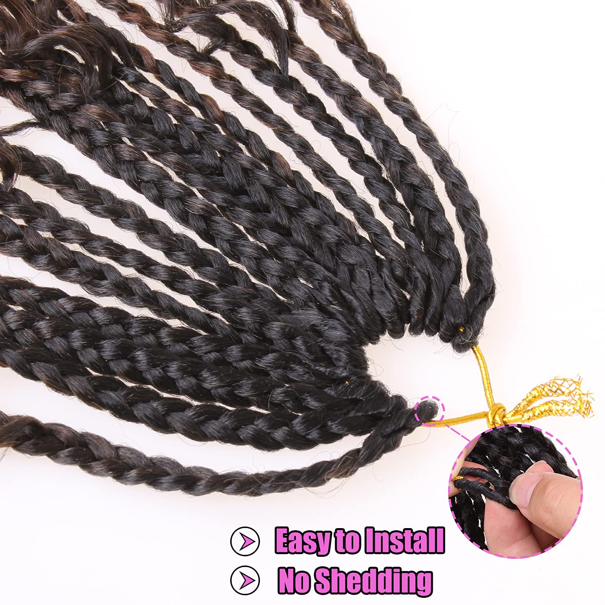 COOKOO 8 Pack Boho Box Braids Crochet Hair for Black Women 18 Inch Synthetic Goddess Box Braids Curly Ends Crochet Hair Pre Looped Ombre Brown Bohemian Afro Twist Braiding Hair T30#