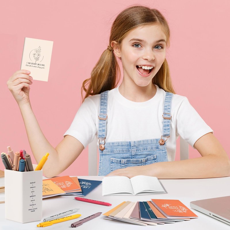 Mooliwe 24 Pcs Positive Affirmation Gift Set Gratitude Notebooks with Pens Small Bags Motivational Encouragement Notepads Daily Affirmations Journal for Women Stress Relief Self Care (Simple)