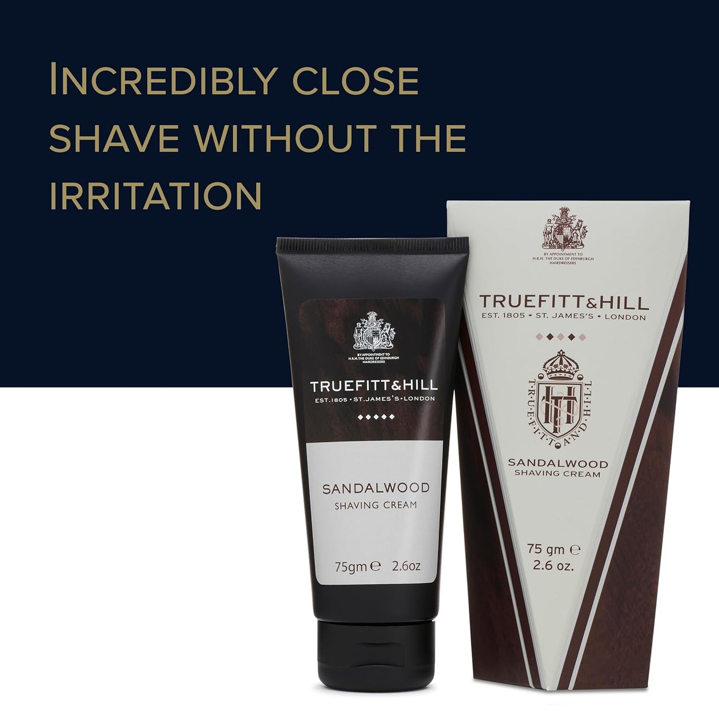 Truefitt & Hill Shaving Cream Tube - 1805 - Premium Glycerin-Based Lather, Smooth Glide, and Hydration for a Luxurious Shave - 2.65 oz