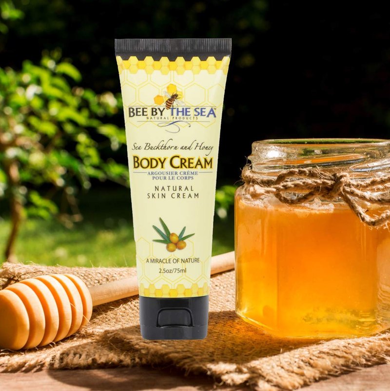 Bee by the Sea Nourishing Natural Sea Buckthorn and Honey Body Cream for Dry Skin Repair (2.5 oz, 1 Pack)