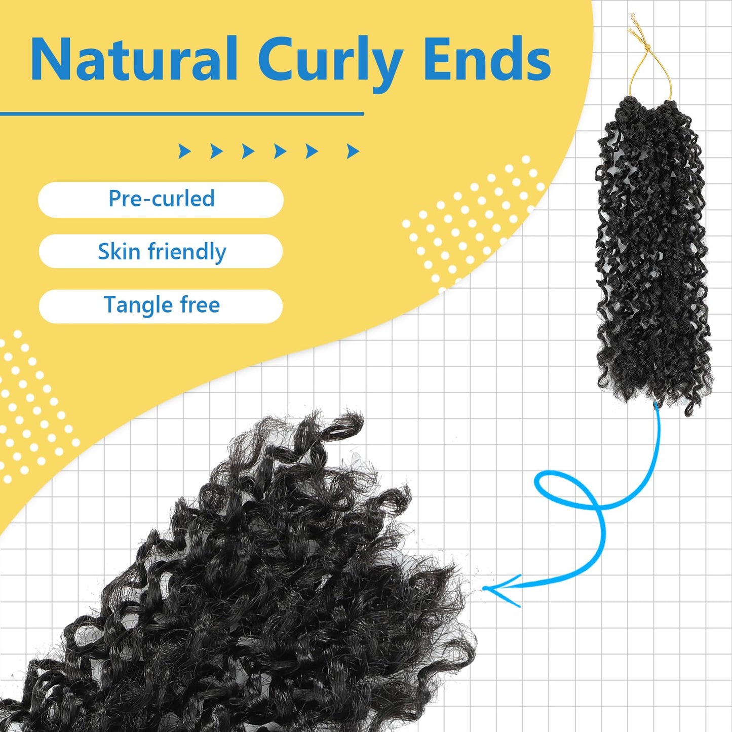 Passion Twsit Hair 12 Inch - 1B Yankee Twist Crochet Hair 10Packs Passion Twist Braiding Hair Prelooped Mini Spring Twist Crochet Hair for Black Women(12 Inch,1B)
