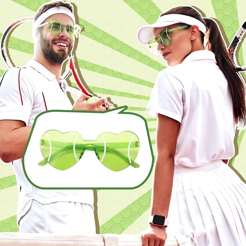 Tellegloww Sport Glasses Football Volleyball Soccer Tennis Softball Basketball 2026 Senior Night Gift for Team Party Favor(12 Pcs,Tennis)