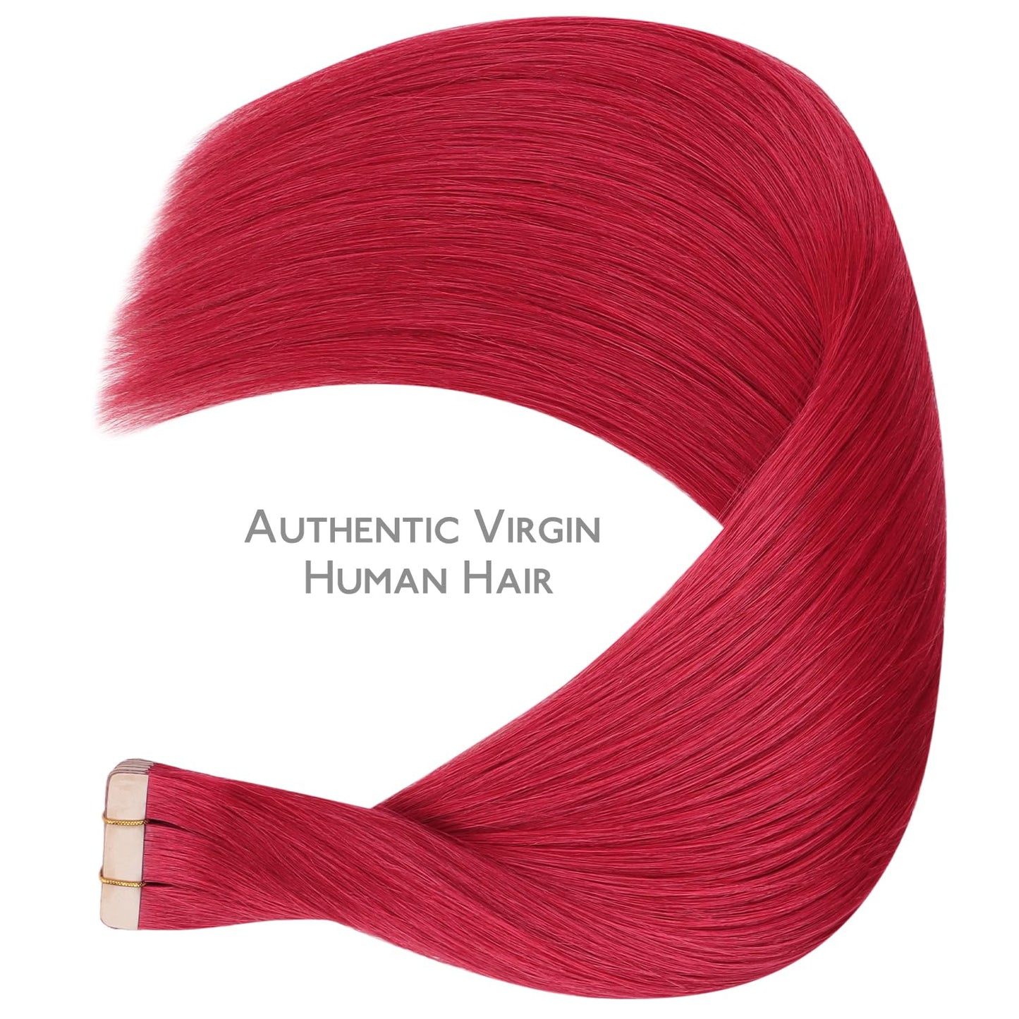 WENNALIFE Tape in Hair Extensions Human Hair, 20pcs 50g 20 inch Red Remy Hair Extensions Straight Human Hair Tape in Extensions Skin Weft Tape Extensions Human Hair