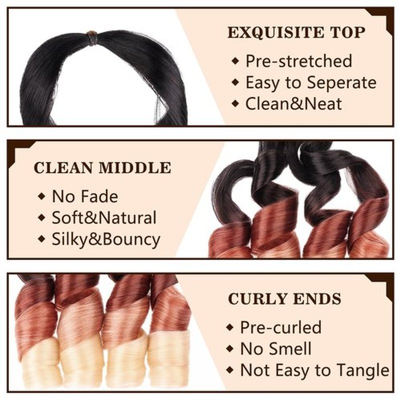 COOKOO 22 Inch Pre-stretched French Curly Braiding Hair 9 Packs Loose Wavy Bouncy French Curl Braiding Hair Extensions 75g/Pack Ombre Synthetic Crochet Hair Extensions C15#