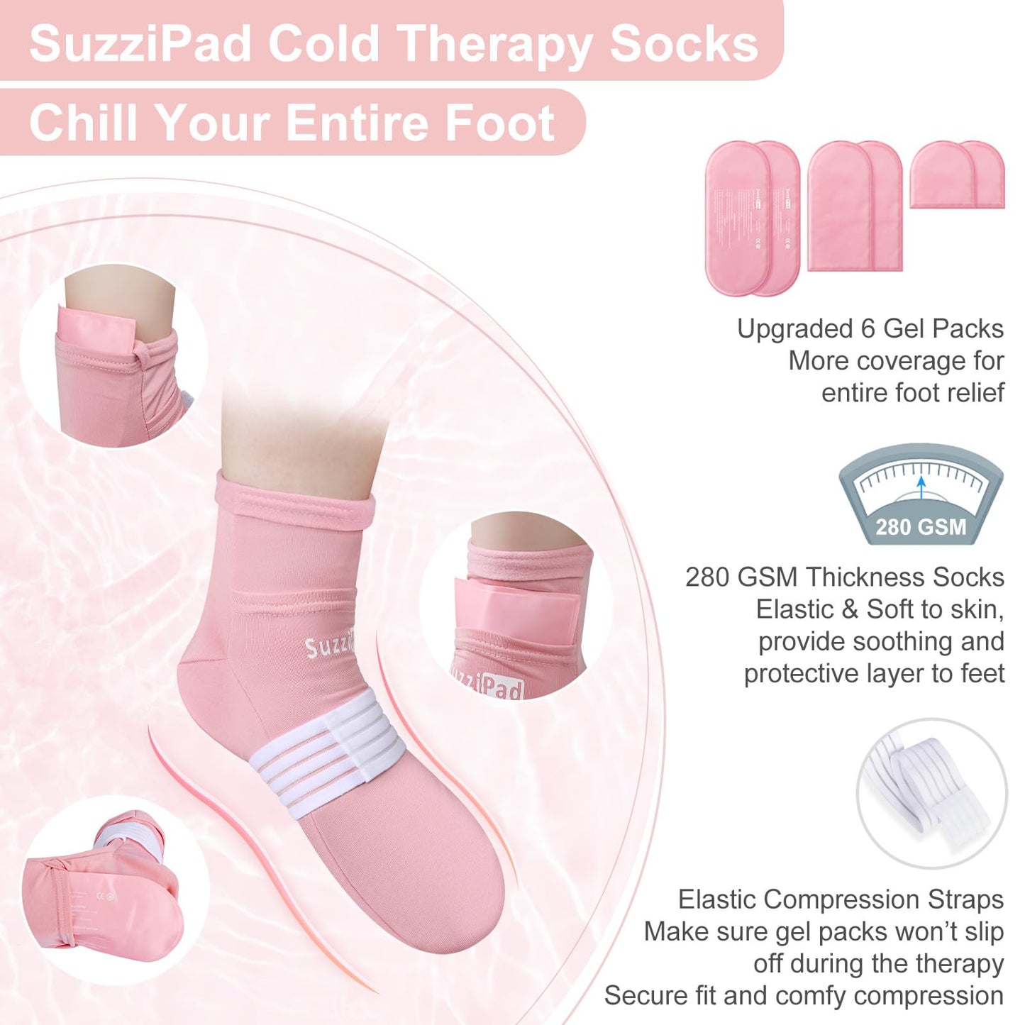 SuzziPad Chemo Care Package for Women & Men, Cooling Gloves, Socks and Cold Caps for Chemotherapy, Ideal for Discomfort of Head, Hand, Feet, L