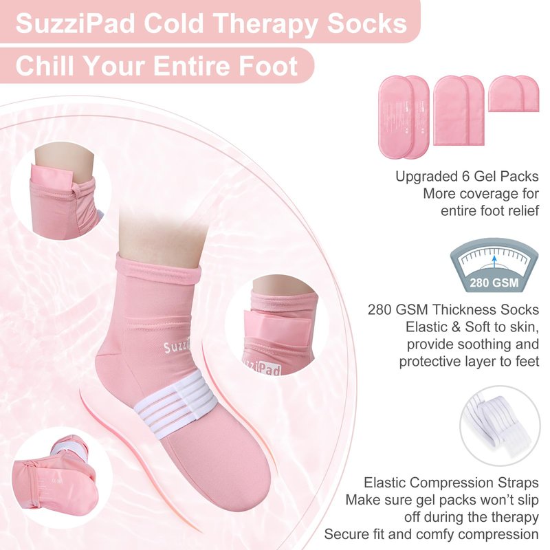 SuzziPad Chemo Care Package for Women & Men, Cooling Gloves, Socks and Cold Caps for Chemotherapy, Ideal for Discomfort of Head, Hand, Feet, L