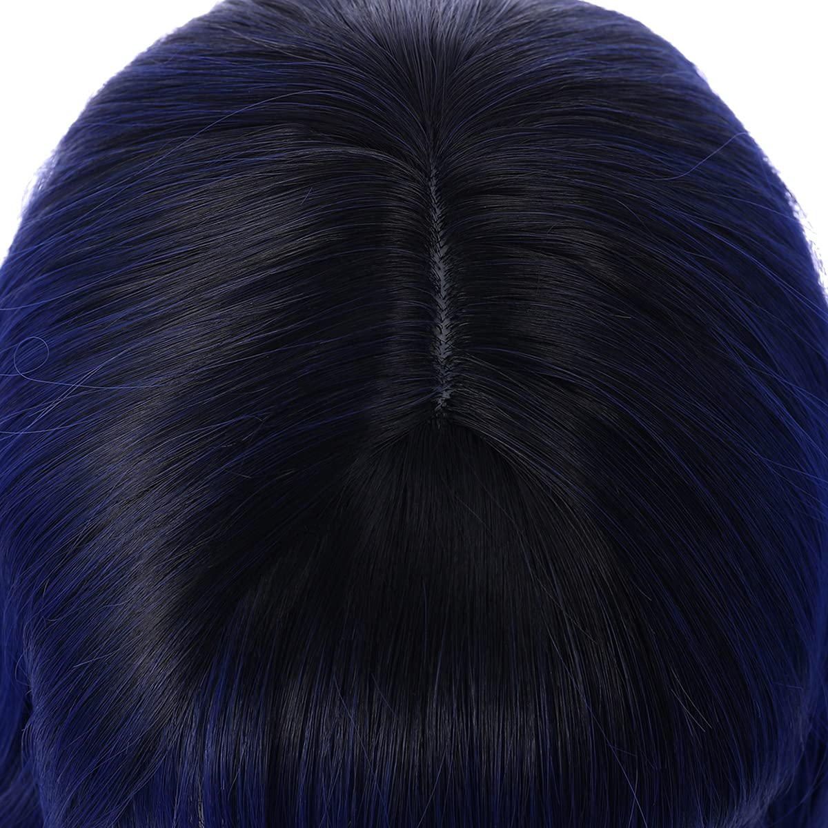 incohair Ombre Wig Blue Wigs 14 inches Black to Dark Blue Ombre Wigs 2 Tones Color Short Curly Bob Wig with Bangs Synthetic Cosplay Party Daily Wigs Wig Cap Included (Ombre Dark Blue)