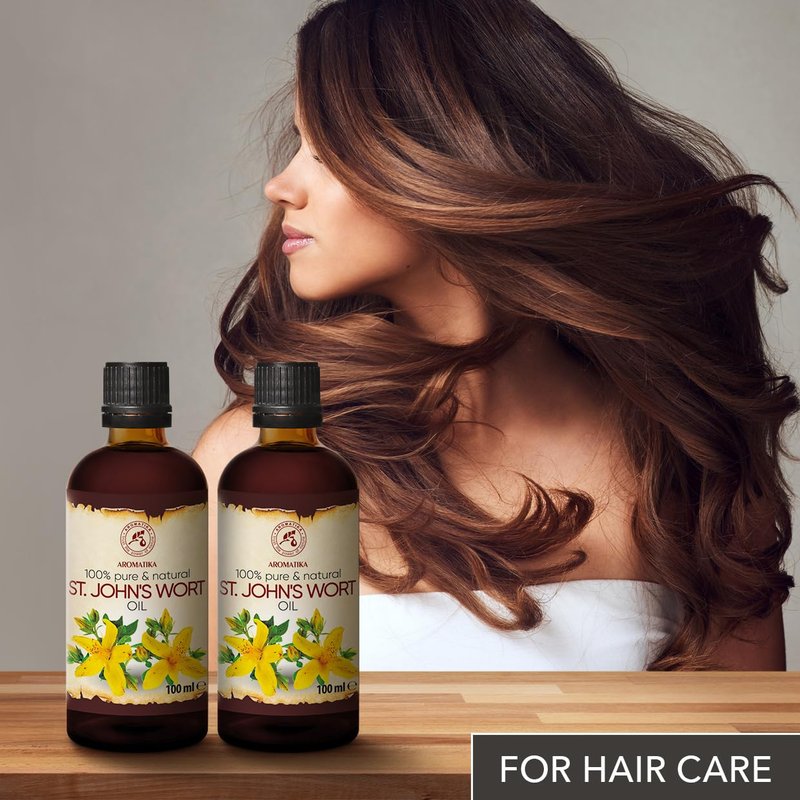 AROMATIKA St Johns Wort Oil 6.8 oz (2 * 100ml) - Hypericum Perforatum - Carrier Oil for Essential Oils - Oil for Skin - Hair Oil - Body Oil - Face Oil - Bath Oil