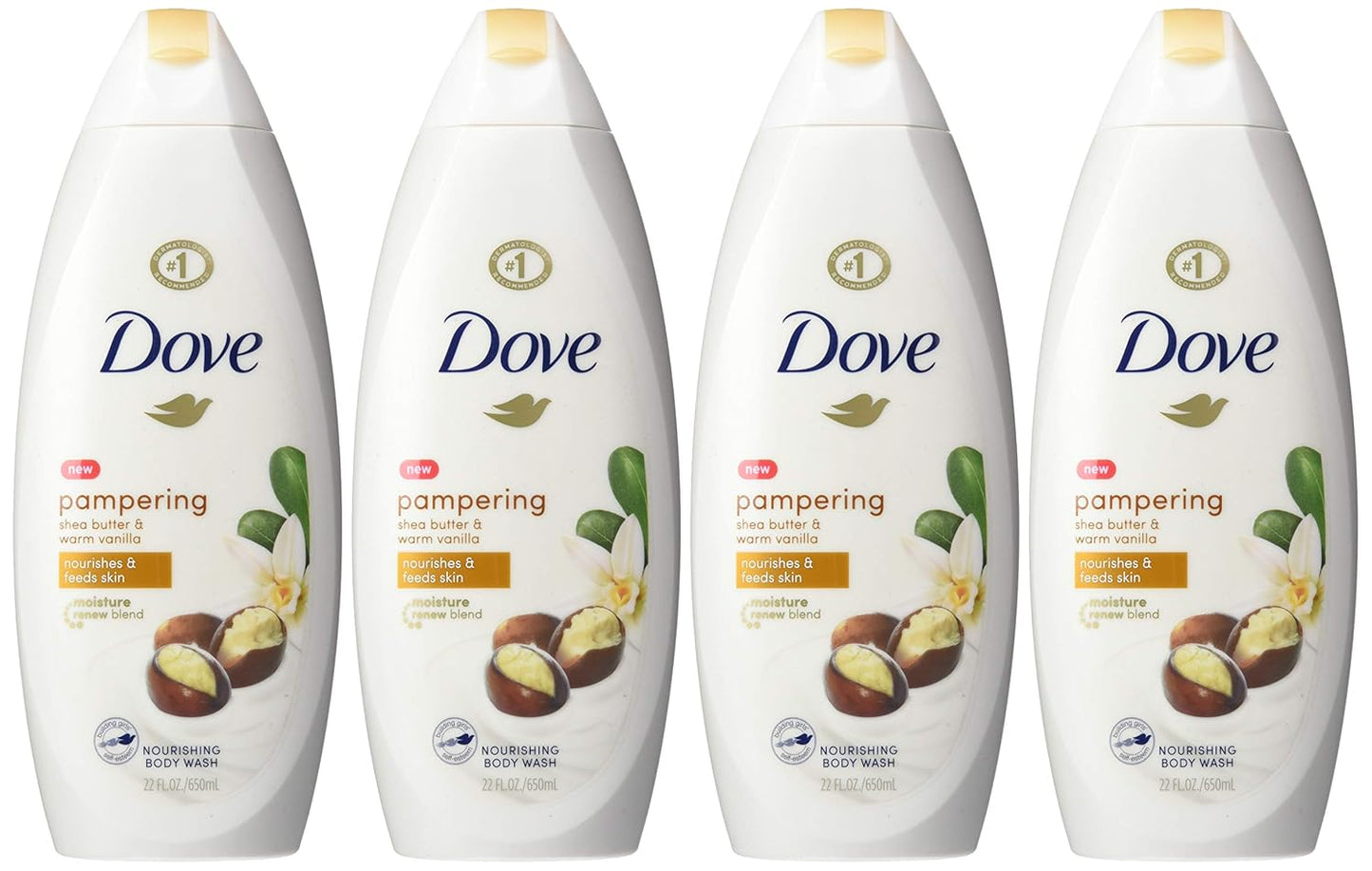 Dove Pampering Body Wash Nourishes & Feeds Skin Shea Butter with Warm Vanilla Effectively Washes Away Bacteria While Nourishing Your Skin 44.0 Fl Oz, (Pack of 2)
