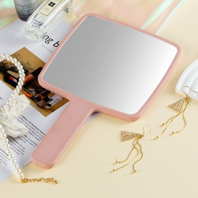 Jasefa Hand Mirror, Handheld Mirror with Handle for Makeup, Portable Cute Hand held Mirror for Shaving, Travel Men & Women(Pink)