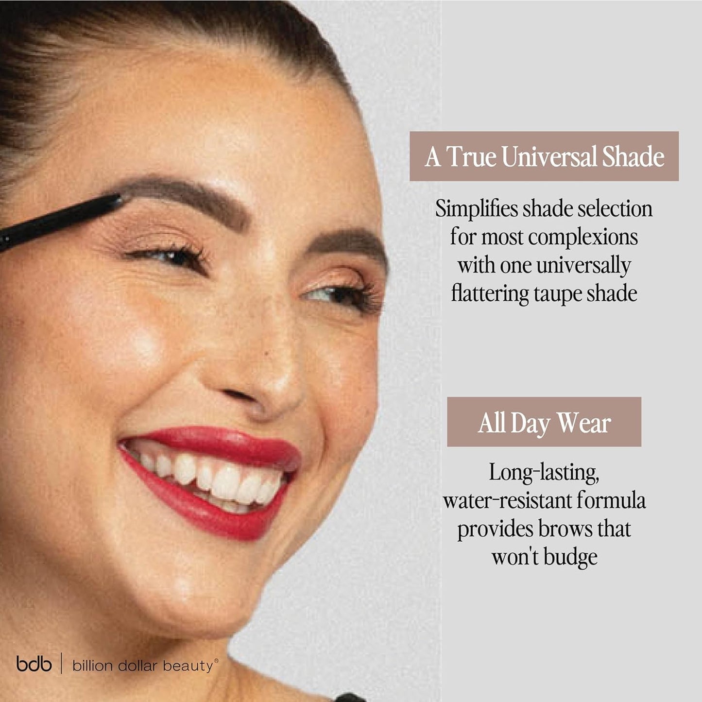 bdb Universal Eyebrow Pencil - Precision Tip & Spoolie, Waterproof, Define Shape & Fill Brows, 3-Pack