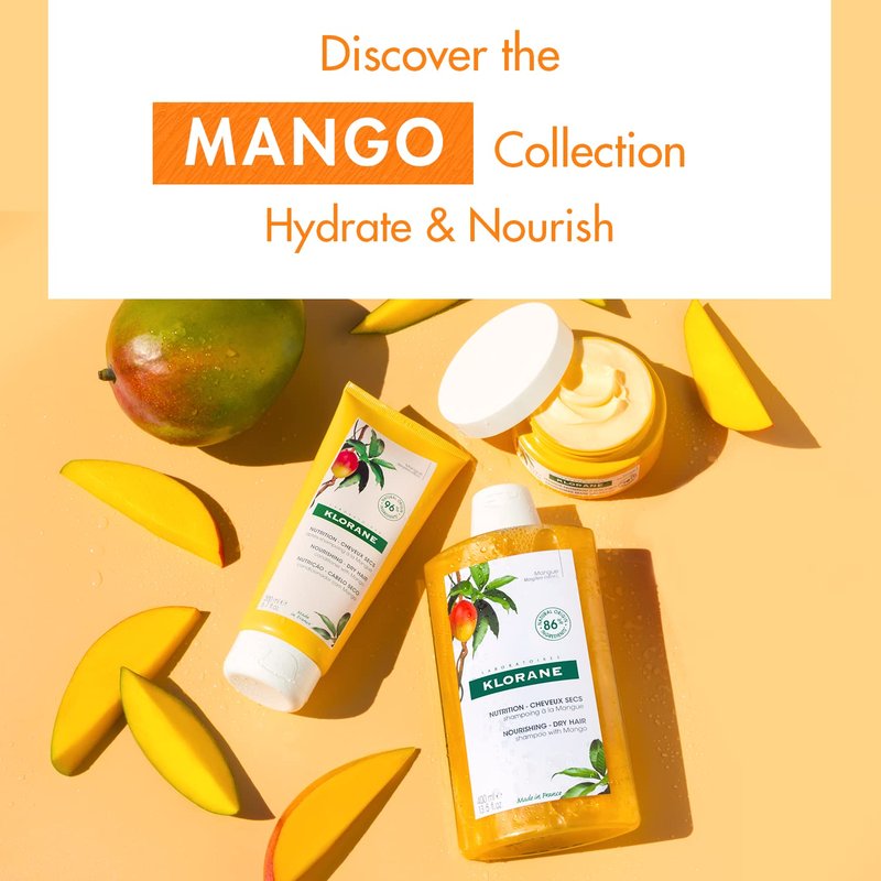 Klorane Nourishing Shampoo With Mango Butter, Moisturize and Hydrate Dry Hair, Paraben, Silicone, Sls Free, Travel Size, 3.3 Fl Oz (Pack of 1)