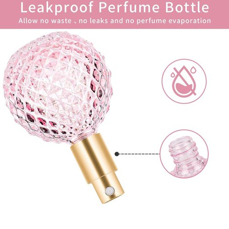 HXRYAGi Portable Travel Perfume Bottle Empty Bottle, 3.4 Ounces Glass Perfume Spray Bottle Refillable, Pink Empty Perfume Spray Bottle Set with 2 Funnels