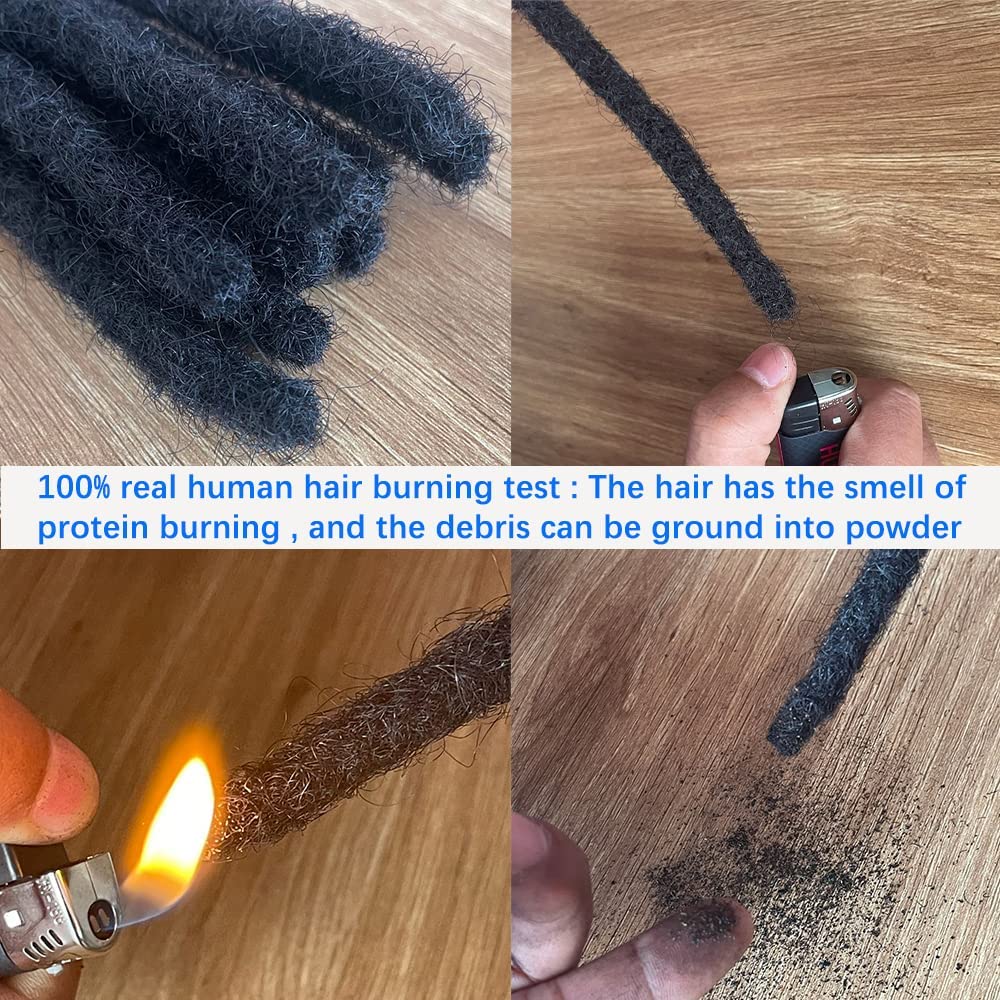 Loc Extension Human Hair 0.4cm Thickness 8 Inch 20 locs Natural Black Full Handmade Permanent Locs Can Be Dyed and Bleached for Women Men Kids Dreadlock Extensions Real Human Hair