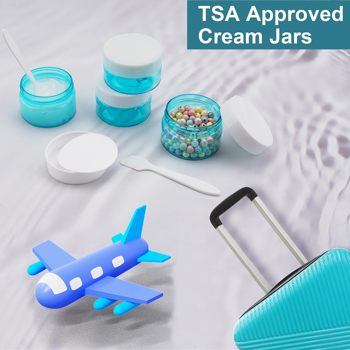 Cosywell Travel Containers for Toiletries Leak Proof Small Travel Containers with Lids 1 Oz 4 Pack Plastic Travel Jars for Creams TSA Approved Travel bottles for Lotion Makeup Cosmetics (Blue)