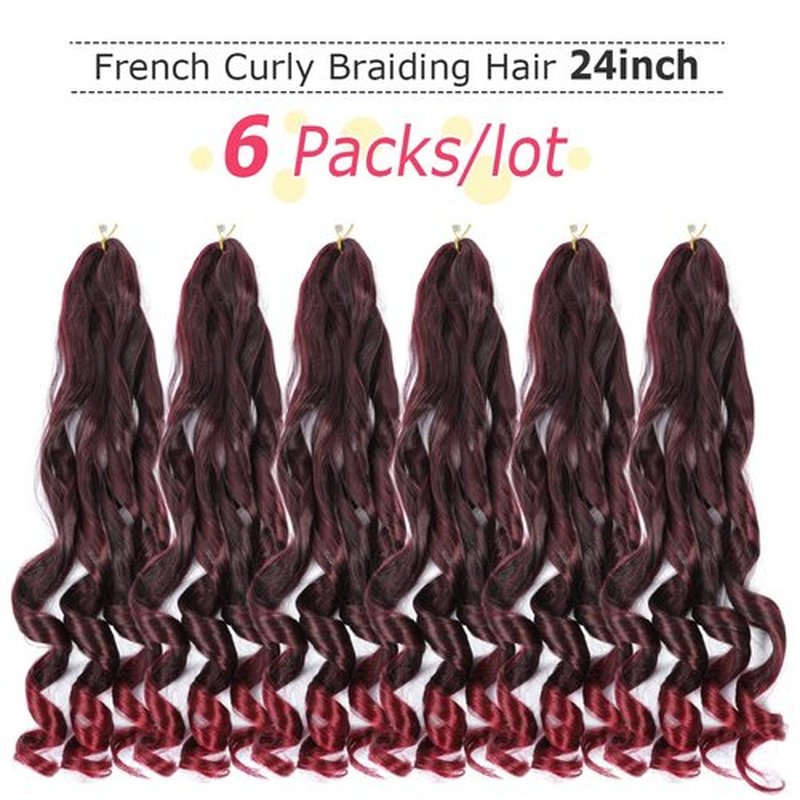 6 Packs French Curls Braiding Hair 24 Inch Loose Wave Bouncy Braiding Hair Pre Stretched Braiding Hair With Curly Ends 100g/pack Yaki Curly Braiding Hair for Black Women Hair Extensions (Tbug)