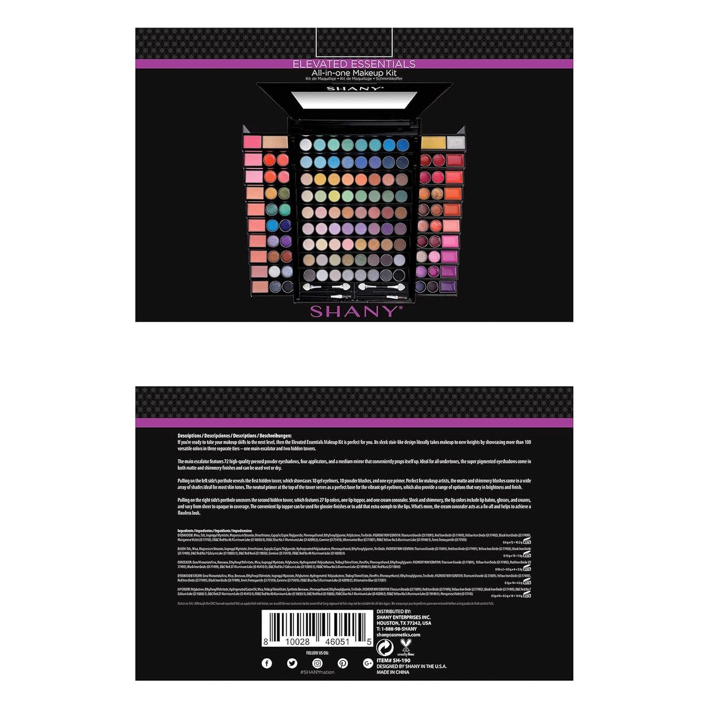 SHANY All About That Face Makeup Kit - All in one Beginner Makeup Set - Eye Shadows, Lip Colors, Face Makeup, Cosmetics applicators & More.
