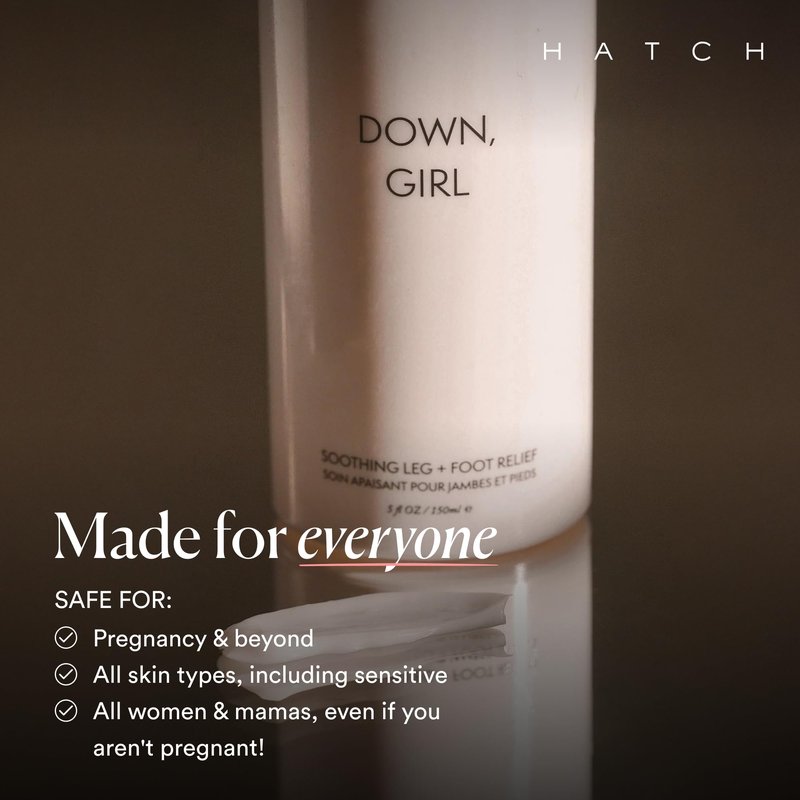 HATCH Down, Girl Cooling Leg + Foot Cream - Maternity Skin Care for Swollen Limbs - Ginger + Mint Cooling Cream for Feet - Gel-Based Soothing Foot Cream - Pregnancy Skin Care - 5oz