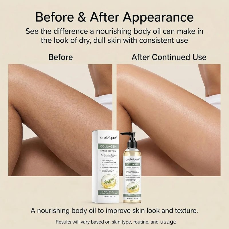 Collagen Oil for Skin Tightening | Fast-Absorbing Moisturizing Oil with Marine Collagen & Jojoba - 1pc