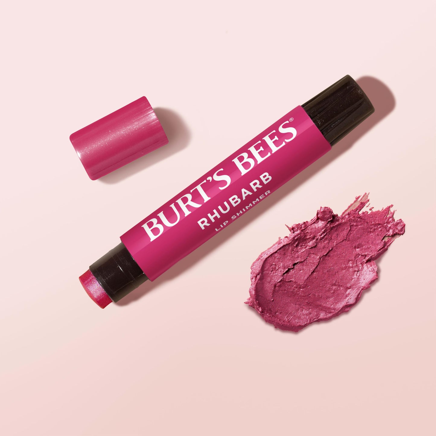 Burt's Bees Shimmer Lip Tint Stocking Stuffers Set, Tinted Lip Balm Stick, Moisturizing for All Day Hydration with Natural Glowy Pigmented Finish & Buildable Color, Rhubarb (1-Pack)