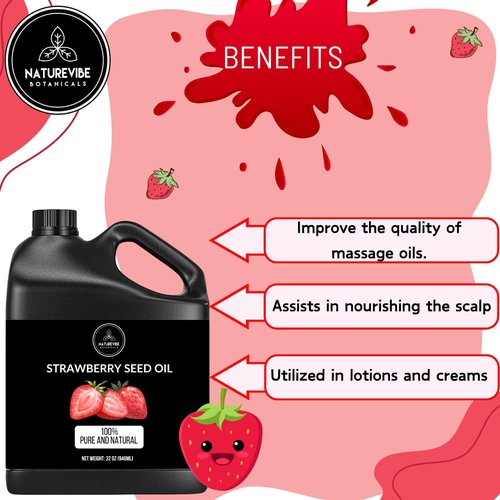 Naturevibe Botanicals Strawberry Oil 32 Ounces | 100% Pure and Natural | Great for Skin Care and Hair Care