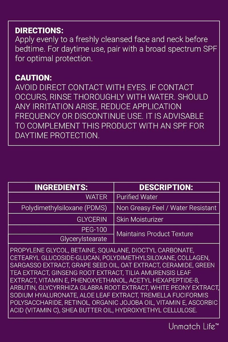 Retinol Night Cream for Face, Anti Aging Face Cream & Wrinkle Cream for Women with Hyaluronic Acid, Collagen & Vitamin C, Face Moisturizer for Deep Wrinkles, Dry & Aging Skin, Night Moisturizer 1.7 oz