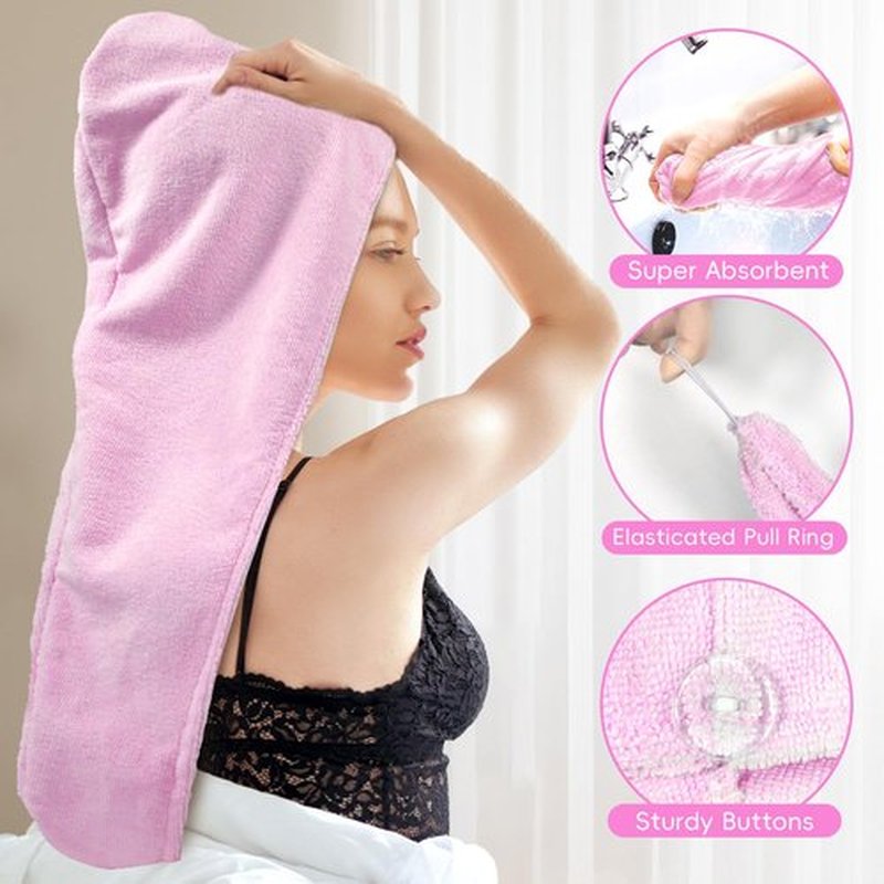 my novel things Hair towel wrap for women, Shower cap reusable waterproof, Shower cap and Hair Towel set, Come with a spa headband and wristbands Soft and Breathable for Long Thick Hair-Purple