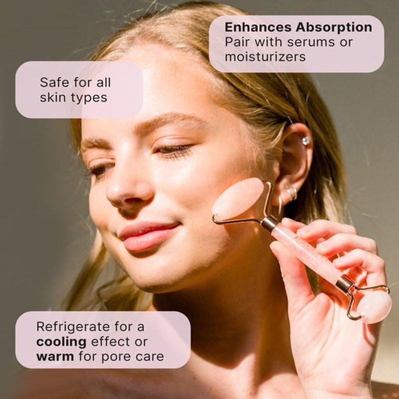 Rose Quartz Face Roller - Relaxation Gifts for Women, Skin Care Tools for Fine Lines and Wrinkles, Stocking Stuffers for Her, Beauty Gift Ideas, Face Massager Tools, Self Care Gifts for Women