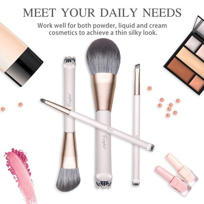 Makeup Brushes Set 10 Pcs Premium Synthetic Foundation Powder Blush Eyeshadow Concealer Makeup Brushes with Cute Cat Designed Handle Professional Makeup Brushes Kit