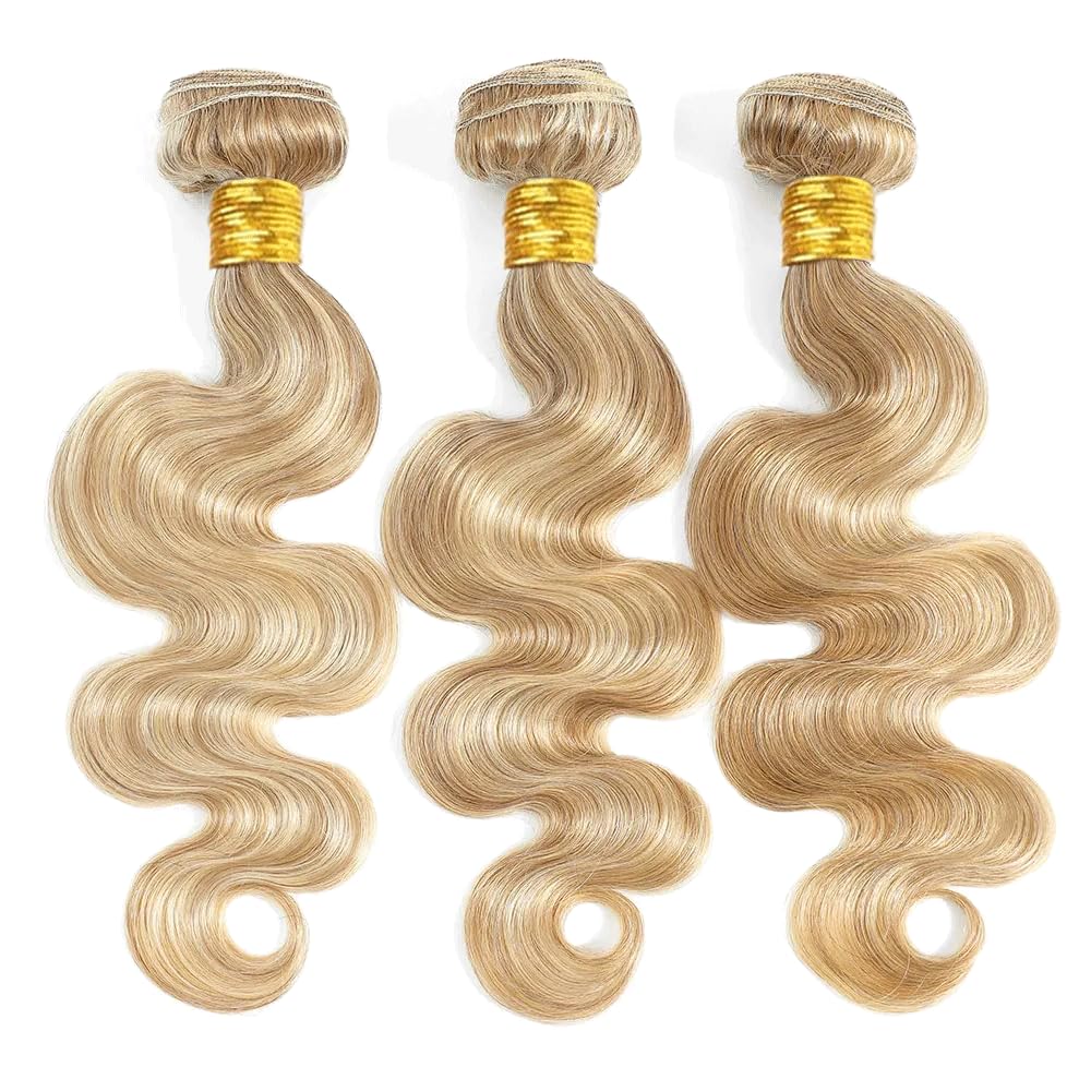 Honey Blonde Body Wave Bundles Human Hair P27/613 Bundles 8 10 12 Inch Two Tone Blonde Bundles Human Hair Brazilian Remy Hair for Black Women