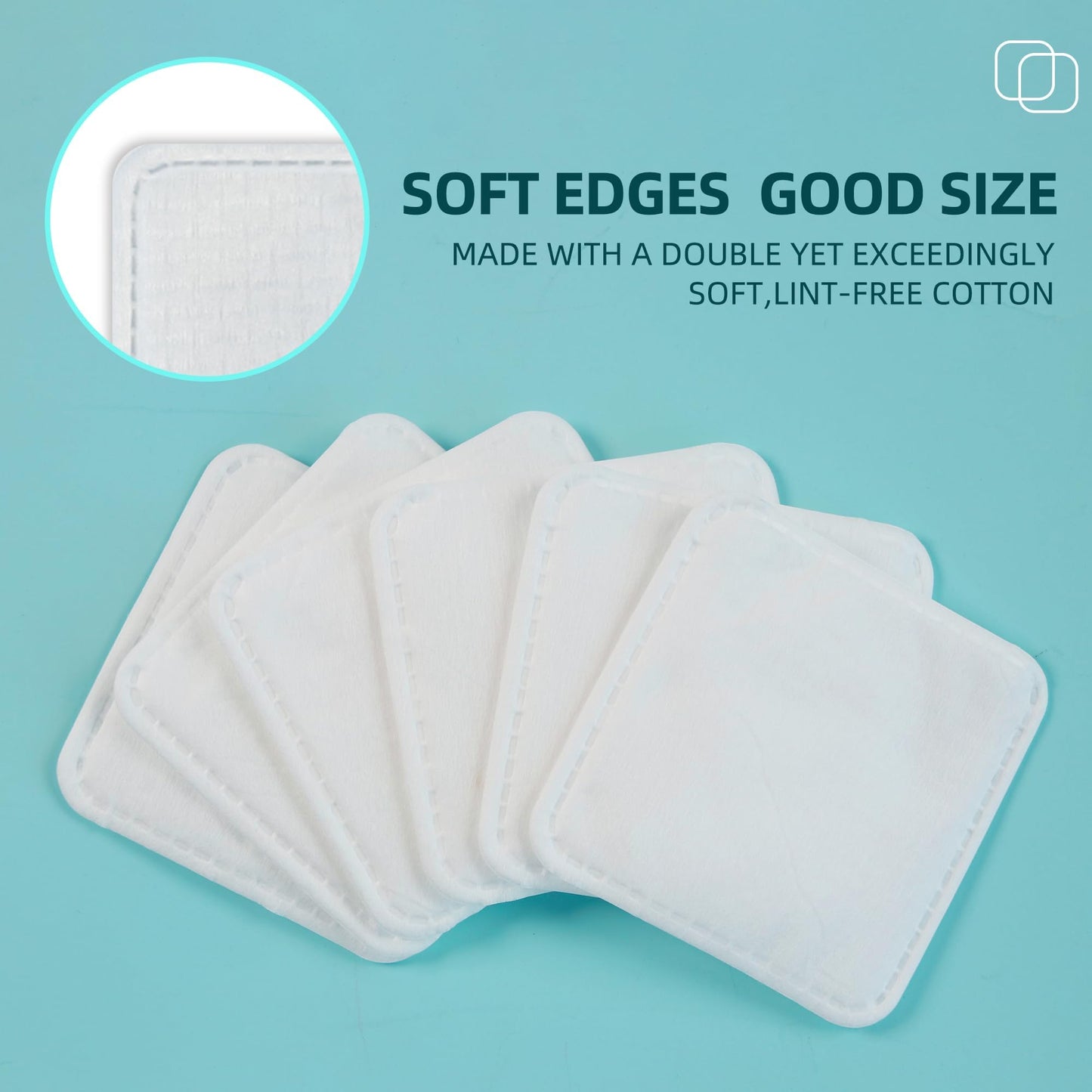 Premium Exfoliating Cotton Pads (60 Count) - 100% Cotton, Extra-Soft and Lint-Free, Durable Squares for Facial, Lip, and Eye Makeup Removal