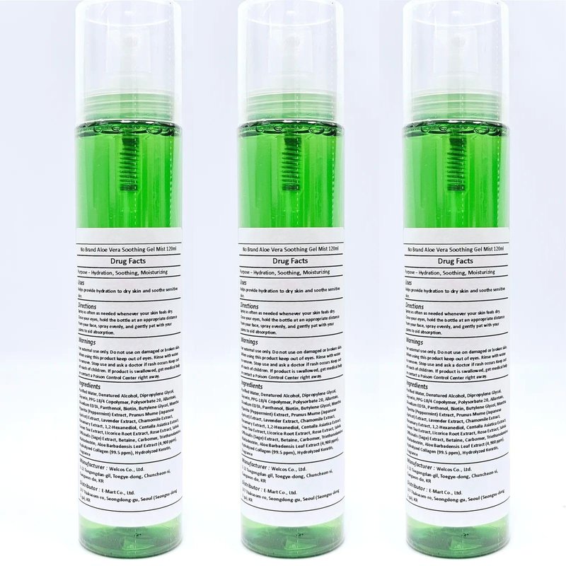 MENBLY Jeju Island Aloe Vera Gel Mist 120ml x 3 Pack - Aloe Vera Spray for Face & Body - Moisturizing and Hydrating from Jeju, Korea - Enriched with Herbal & Flower Extracts - Non- Sticky
