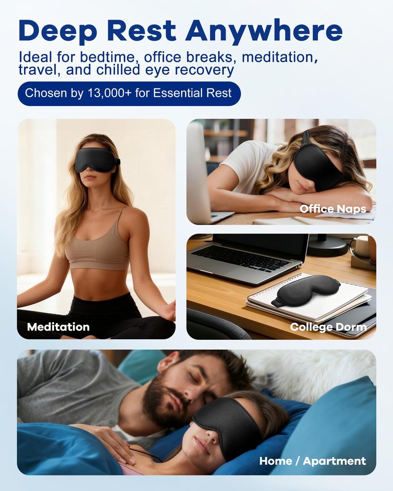 3D Weighted Cooling Gel Eye Mask for Sleeping, FSA Eligible Items HSA, 6oz Gel-Weighted Sleep Mask, 100% Blackout, Gentle Pressure & Cold Relief for Migraine, Ice Cold Mask for Travel Essentials