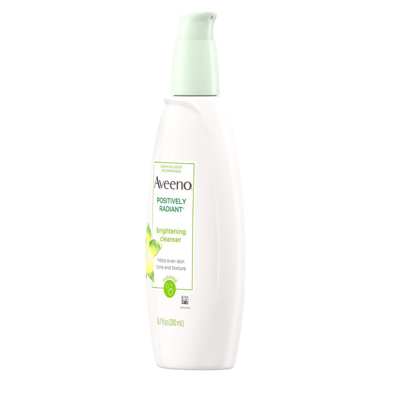 Aveeno Positively Radiant Brightening Facial Cleanser for Sensitive Skin, Non-Comedogenic, Oil-Free, Soap-Free & Hypoallergenic, 6.7 fl. oz (Pack of 2)