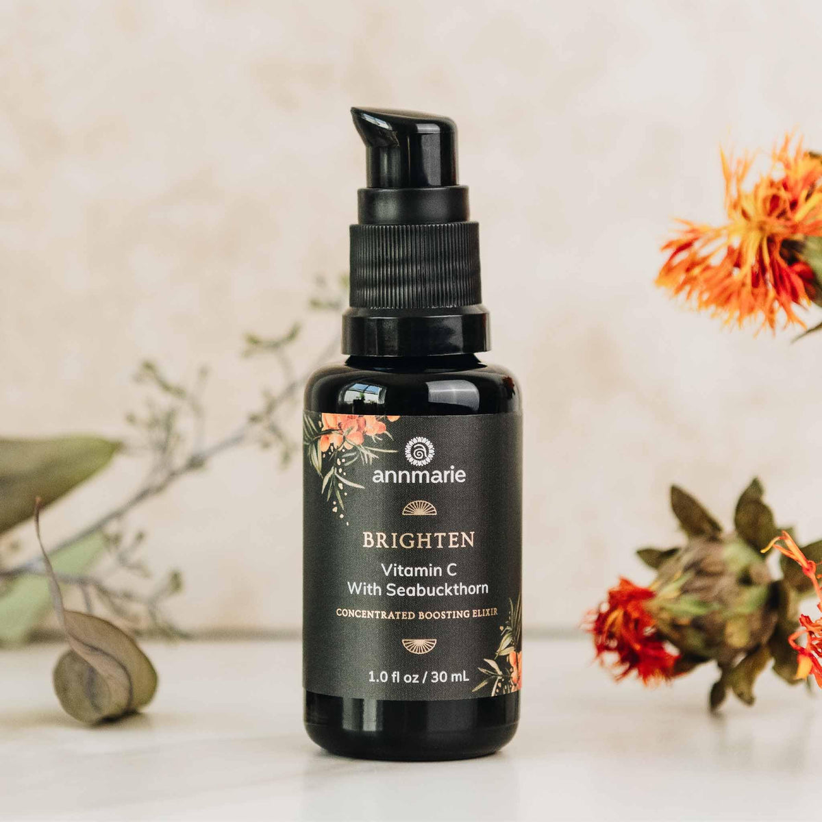 Brighten – Vitamin C Face Elixir with Seabuckthorn Berry – Concentrated Booster for Radiant, Even-Toned Skin, Plant- Based Formula – 30ml | Use with Serum or Facial Oil