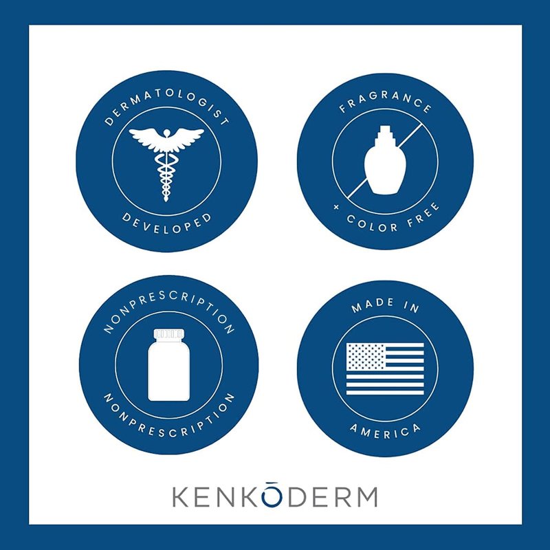 Kenkoderm Psoriasis Cream - Natural Moisturizing Face & Body Lotion with 2 Percent Salicylic Acid - Renewing Topical Formula for Dry & Sensitive Skin, Fragrance & Color Free, 10 oz., 1 Jar