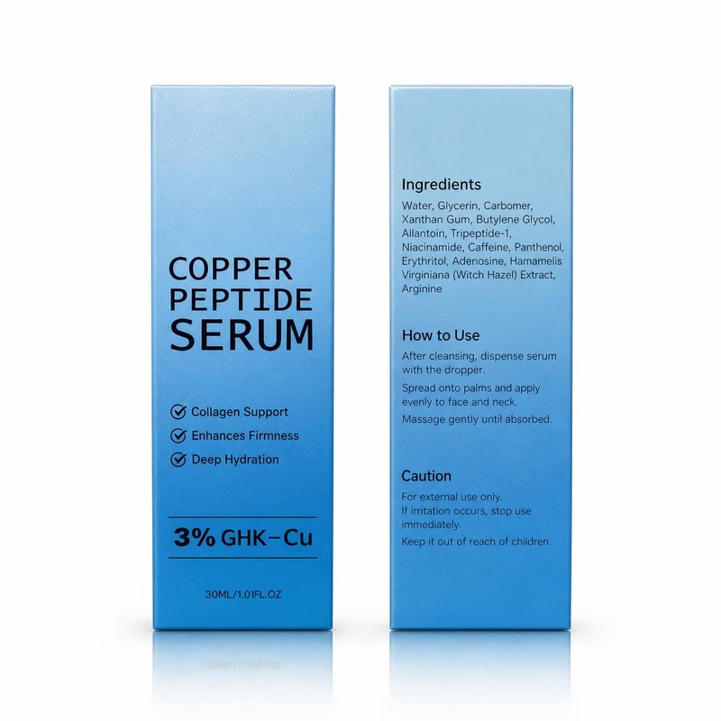 Copper Peptide Serum for Face – 3% GHK-Cu, Niacinamide & Panthenol – Lightweight Multi-Peptide Daily Serum for Hydration, Tone Support & Comfort, 1 Fl Oz