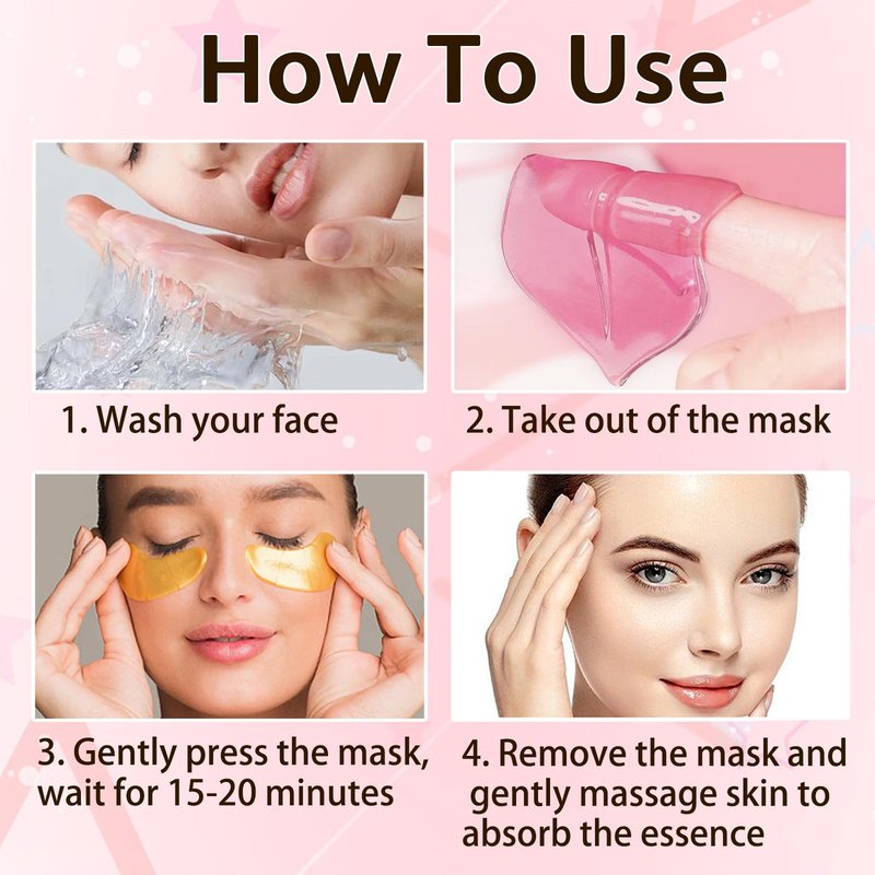 BliBling 30 Pairs Lip Masks & Eye Masks, 24K Gold Gel Under Eye Patches for Puffy Eyes, Nourishing Collagen Crystal Lip & Eye Mask Set for Girls, Skincare, Bulk Gifts for Women Men, Stocking Stuffers