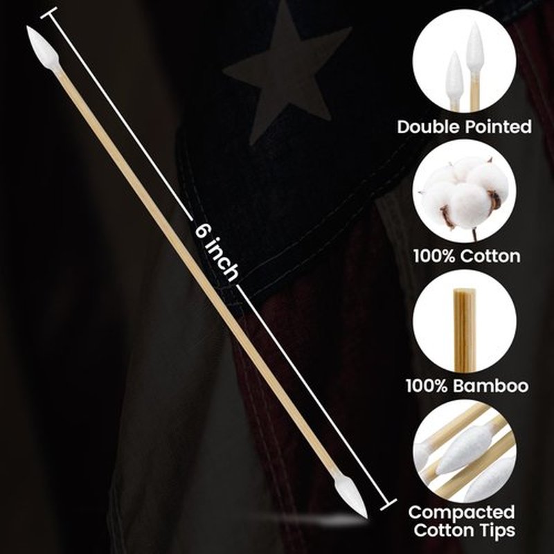 Gun Cleaning Swabs in Storage Box, Double Ended Pistol Cleaning Swabs, 6" Pointed Gun Cleaning Supplies Swabs - Lint Free, Highly Absorbent Gun Swabs for Precision Gun Cleaning, Applying (400PCS)