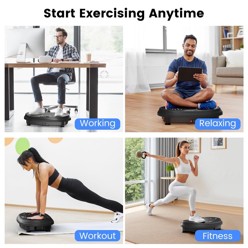 Vibration Plate Exercise Machine, Vibrating Fitness Platform for Lymphatic Drainage, Full Body Shaker Workout Equipment, Bluetooth Power Shaping Vibrate Plate, Board Sport for Home Exercise Gym, Black