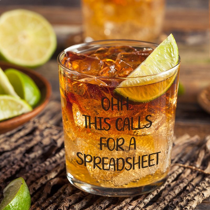 Oh This Calls For A Spreadsheet Whiskey Glass- Funny Accountant Excel Gifts, Funny White Elephant Gifts Bourbon Glass for Men Coworker, Christmas Gag Spreadsheet Gift for Accountants Data Analyst