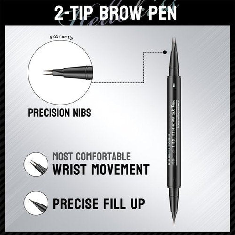 NAISSIYA Microblading Eyebrow Pencil, 2-Tip Double-Ended Eyebrow Pen with Eyebrow Brush, Waterproof and Sweat Proof, Create Natural Hair-Like Brows for Women Stay on All Day(Black Brown)